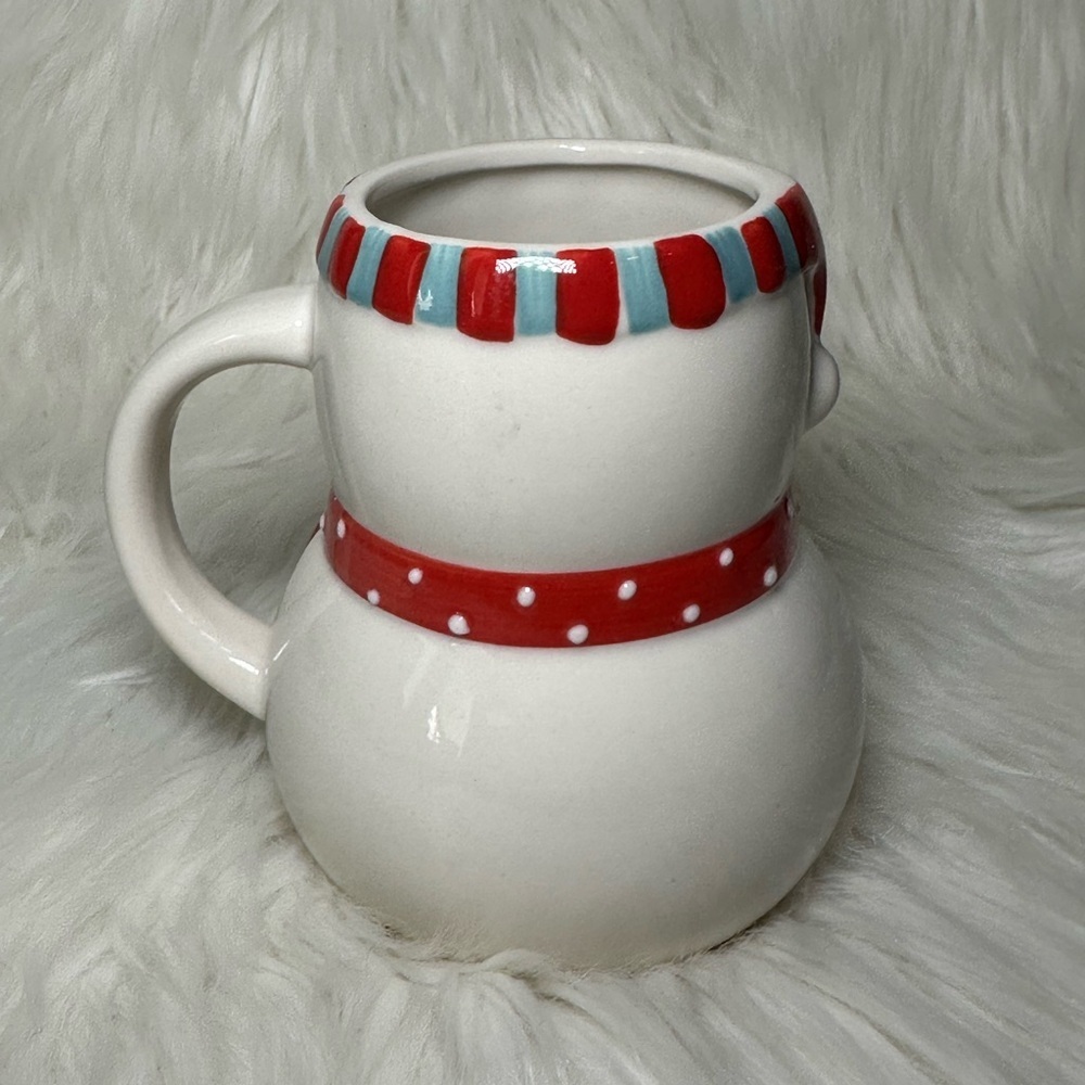 Threshold 2021 Snowman Stoneware Mug with Red and Blue Details - Picture 2 of 4